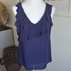 Banana Republic - Sleeveless , Deep purple flat ruffle neckline - Sz Petite S